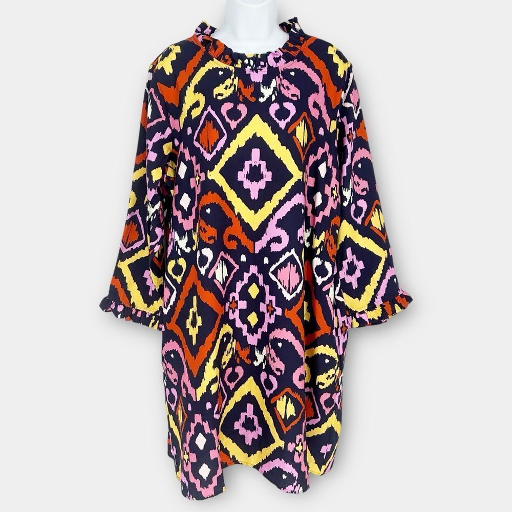 BOHO‎ CHIC NWT Navy Geomatric Daytime DressStyle 226573- size L- career office